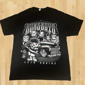 NWOT Adult Large Black Homeboys Lowrider Car Clown Shirt Short Sleeve Mexican